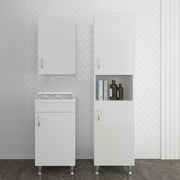 Set lavanderia con lavatoio colonna e pensile in legno bianco Fedra