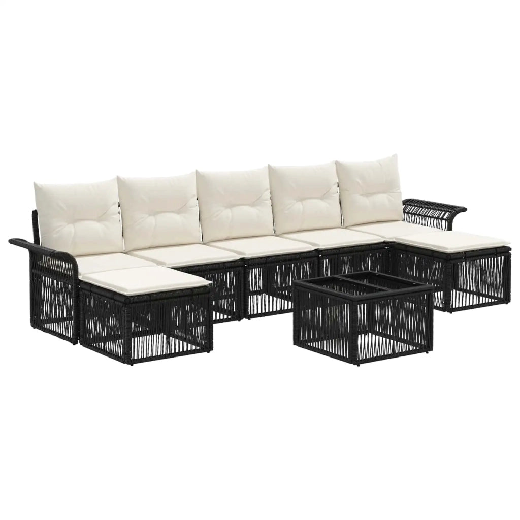 Set Divano da Giardino 8 pcs Nero polyrattan