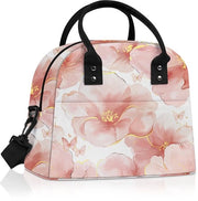 Tas per picnic con isolamento grande per donna, impermeabile, con cinturino, per adulti, piccola, rossa, marmo in fiori