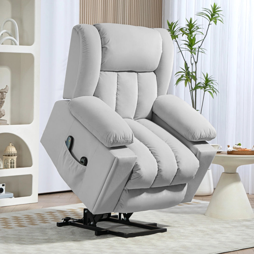 Poltrona Elettrica Massaggiante Reclinabile ¨C Zephmum ¨C Tessuto Grigio Scuro