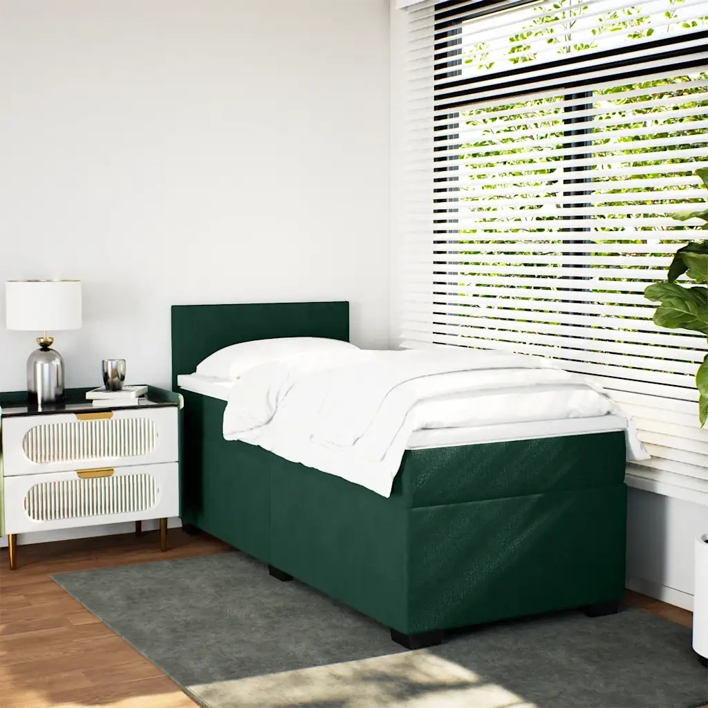 vidaXL Giroletto a Molle con Materasso Verde Scuro 100x200 cm Velluto