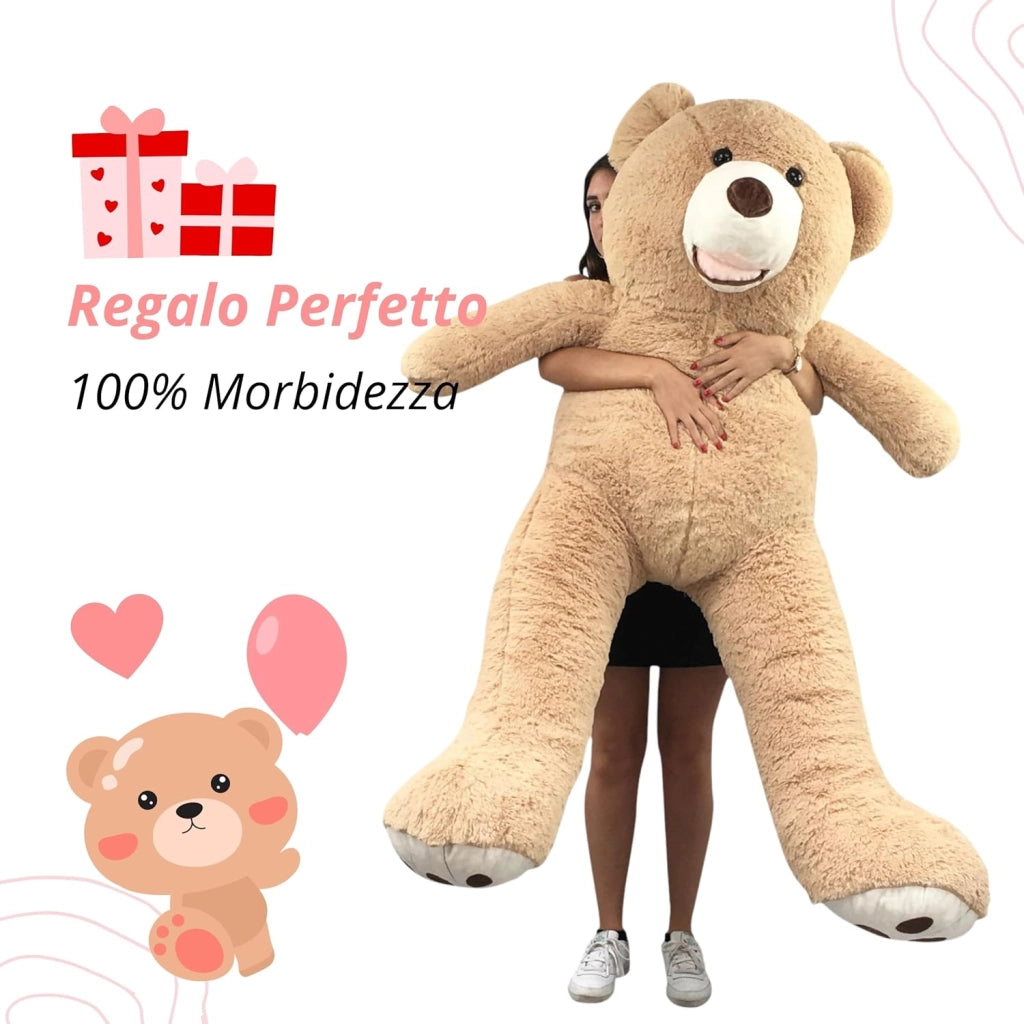 Orso Peluche Gigante 160cm - Fabbricato in Francia, Certificato CE - Morbido e Soffice, Abbracci Garantiti - Orsacchiotto di Peluche Grande Perfetto per Compleanni e Altre Celebrazioni