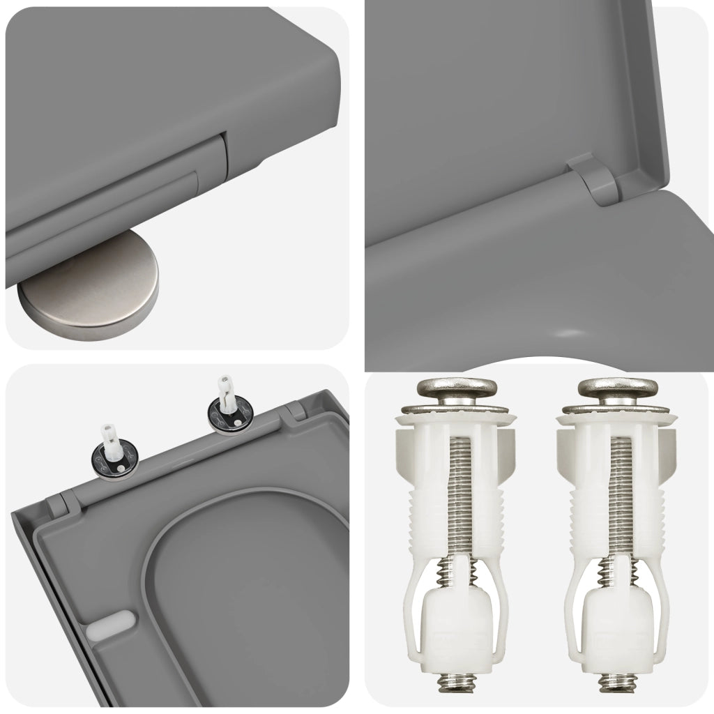 Sgabello per WC con chiusura morbida in Duroplast Grigio