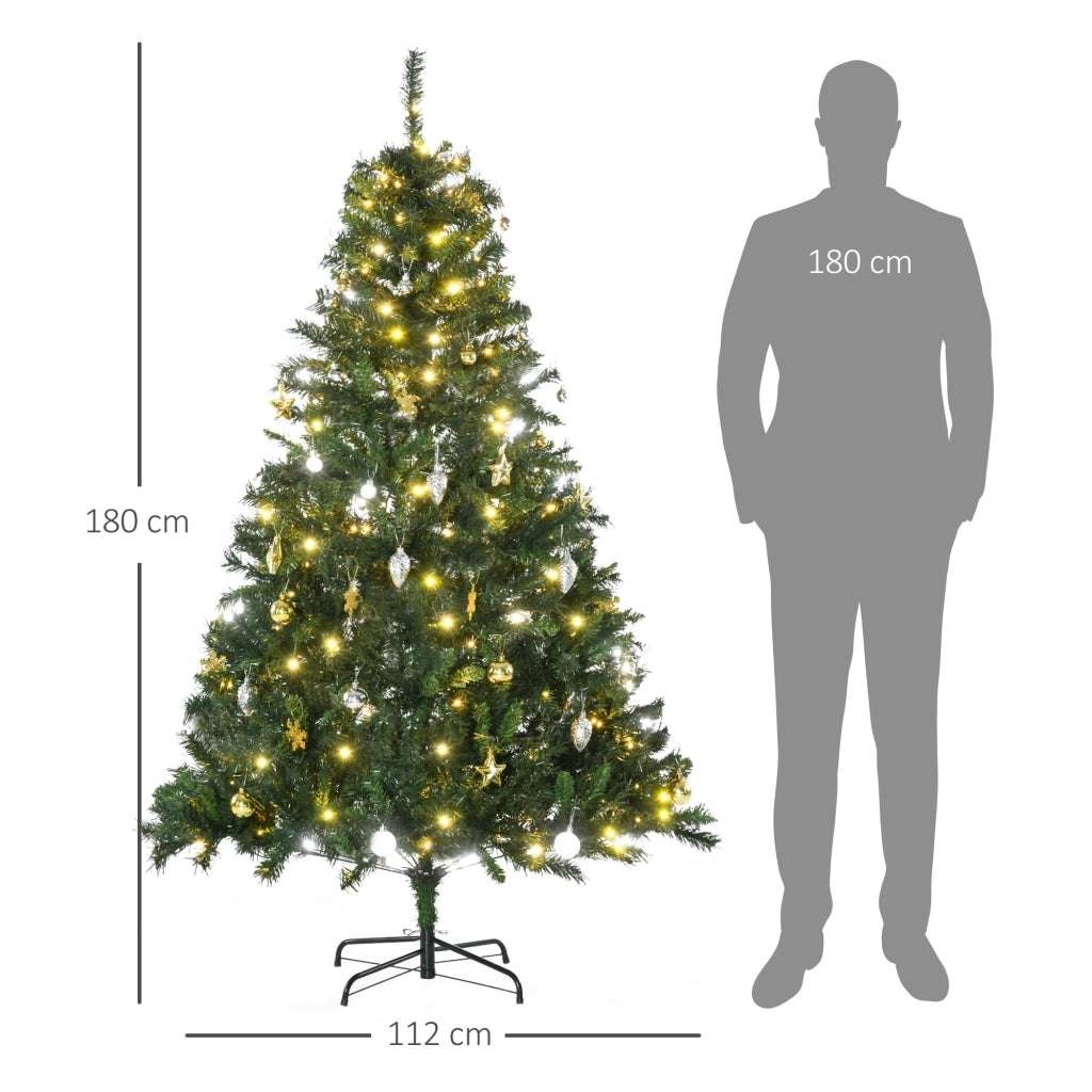 Albero di Natale Artificiale con Luci e Decorazioni ¨C zephmum ¨C Verde ?112x180 cm