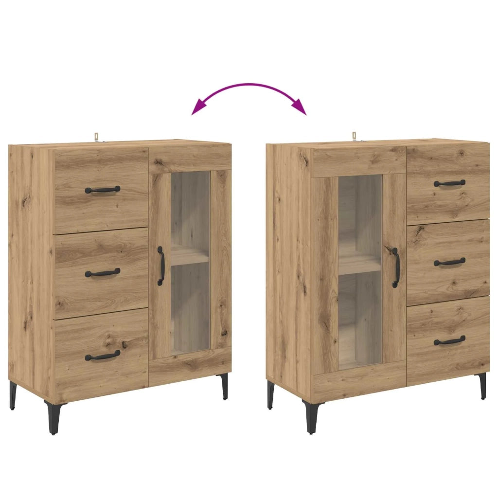 Credenza | Madia | Buffet da pranzo | Armadio da pranzo con cassetto Rovere artigianale 69,5 x 34 x 90 cm
