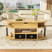 Tavolino da salotto con funzione sollevabile 105 x 50 x 45/60 cm; effetto legno e nero