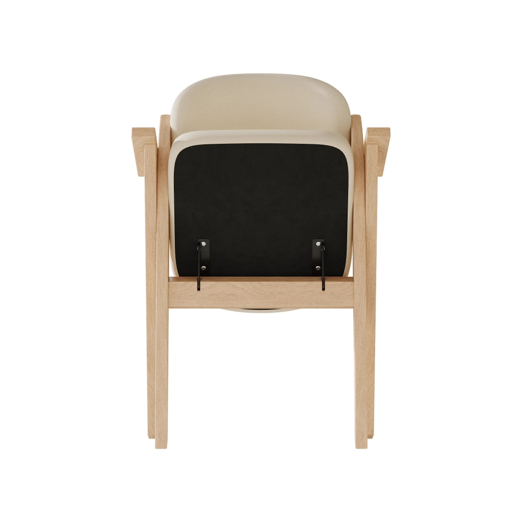 SEDIA Pieghevole in legno massello e lino beige con braccioli Set da 4 pezzi