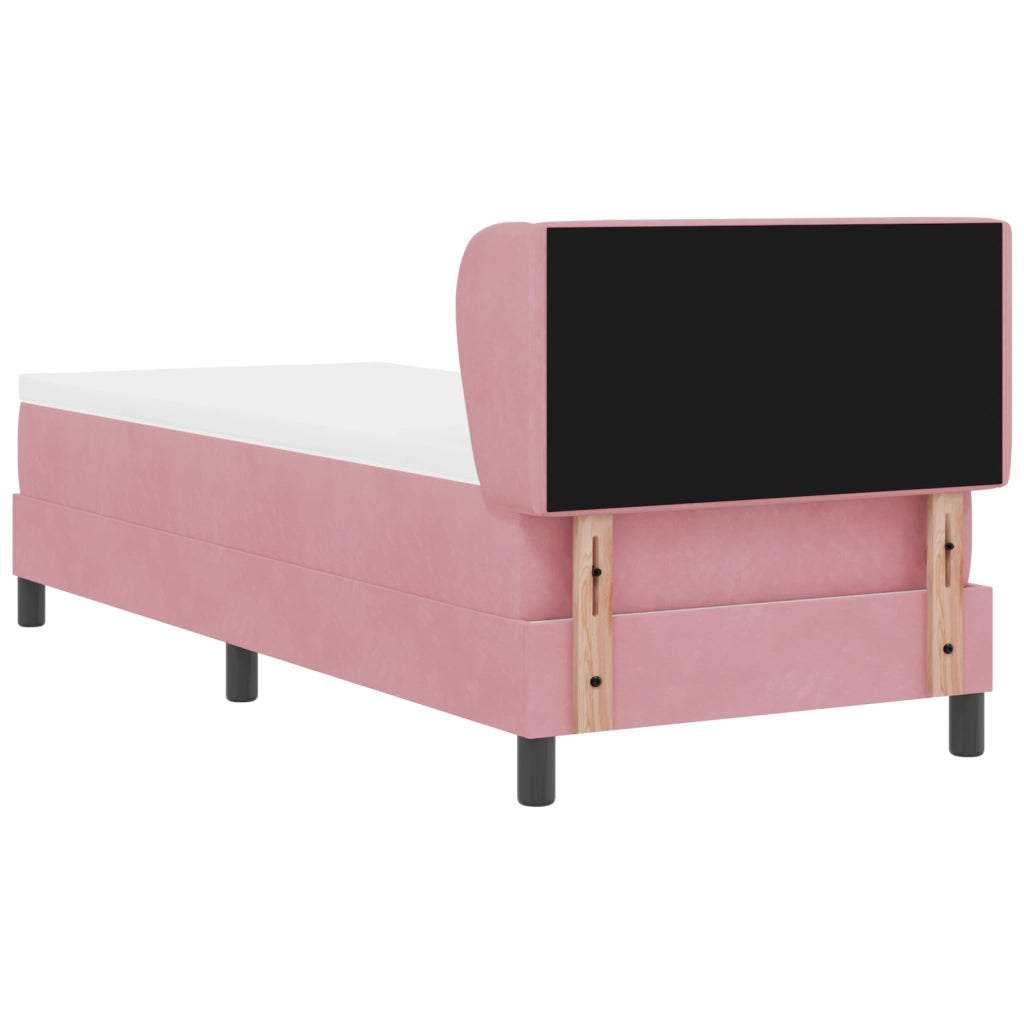 Letto Box Spring con Materasso Rosa 80x200 cm in Velluto di