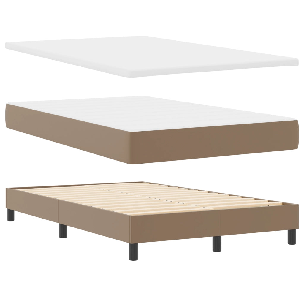 Letto a Rete con Materasso Cappuccino 120x200 cm Pelle Sintetica