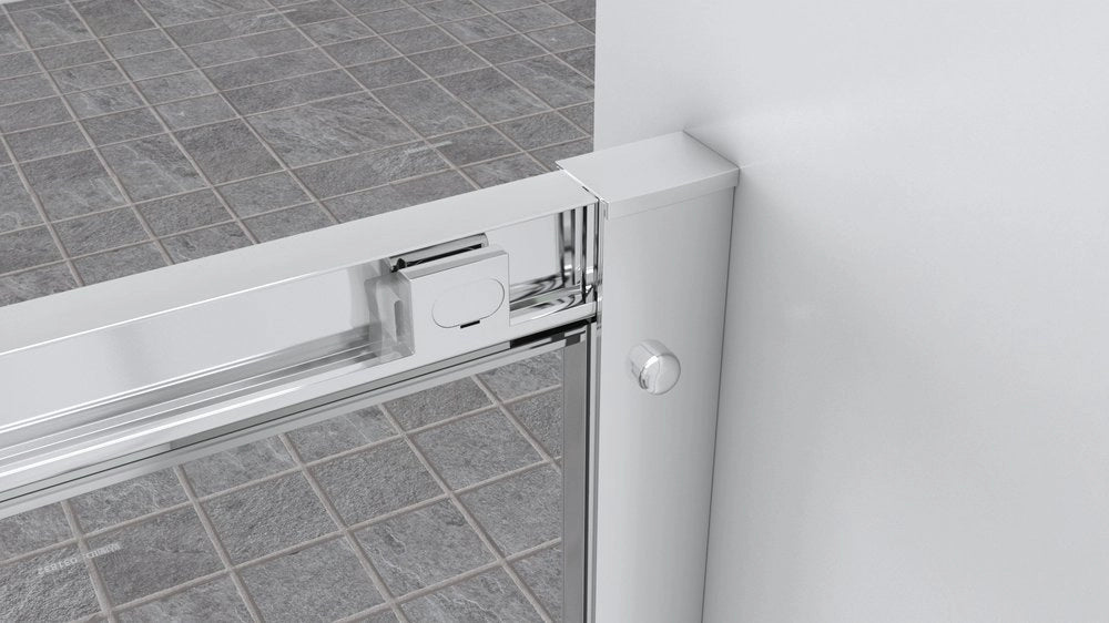 Box doccia angolare 80x80 cm con ante scorrevoli in cristallo temperato 6mm H 195 cm AMBRA Cromato