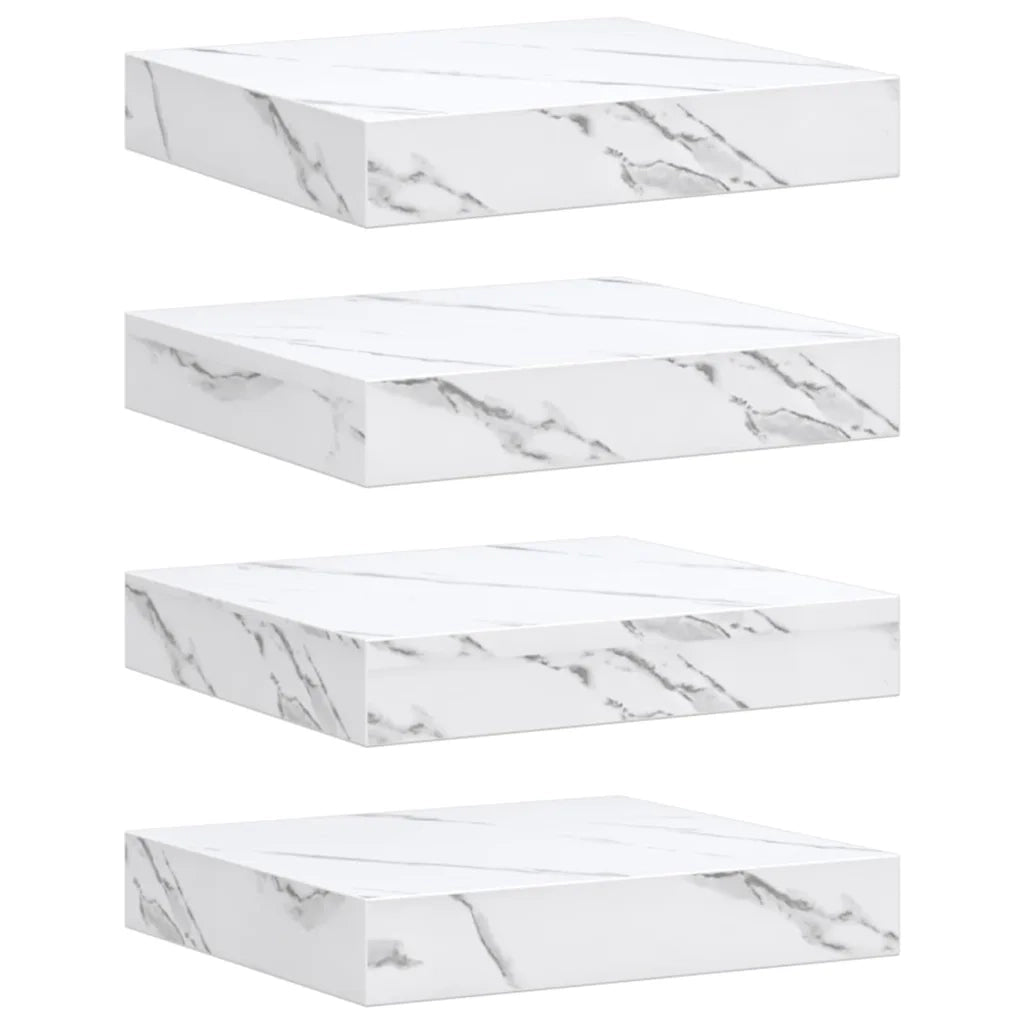 Scaffale da parete 4 pcs Marmo Bianco 23 x 23,5 x 4 cm 42019961