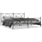 Letto matrimoniale | Letto per adulti | Giroletto con Testiera e Pediera Metallo Nero 193x203 cm