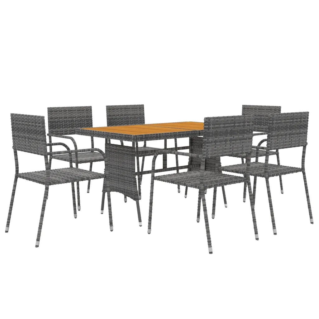 Set da Pranzo per Esterni 7 pz in Polyrattan Grigio 3120103