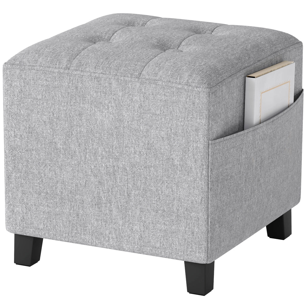 Poltrona poggiapiedi ¨C Minimal ¨C Tessuto grigio chiaro