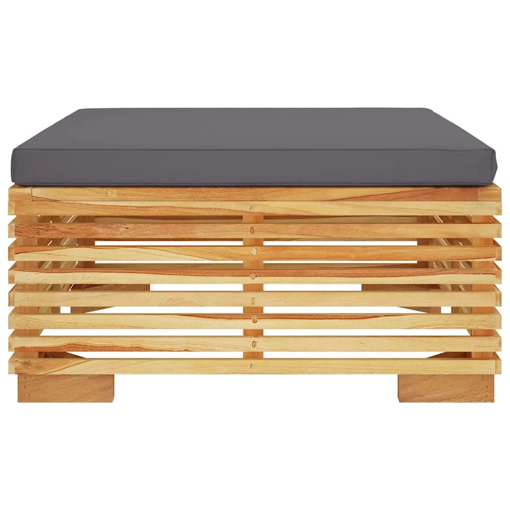Sedia da giardino-Poggiapiedi Giardino Cuscino Grigio Scuro Legno Massello Teak
