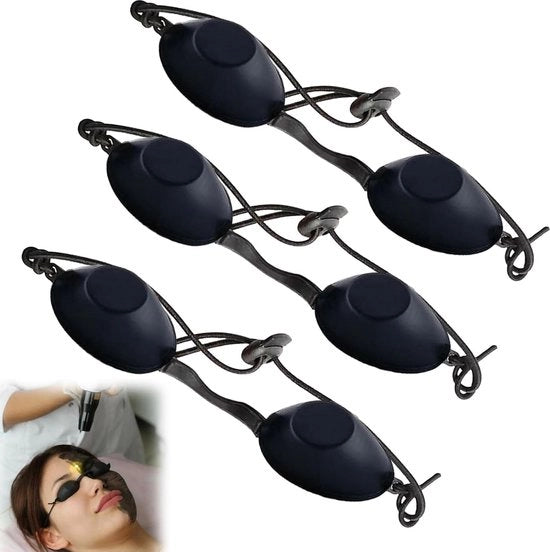 Sicurezza per la pelle Tanning Goggles 3 pezzi senza stringhe Protezione oculare in silicone Sicuro per IPL UV Infrarosso LED Luce rossa blu Lunghezza d'onda hard per il trattamento solare
