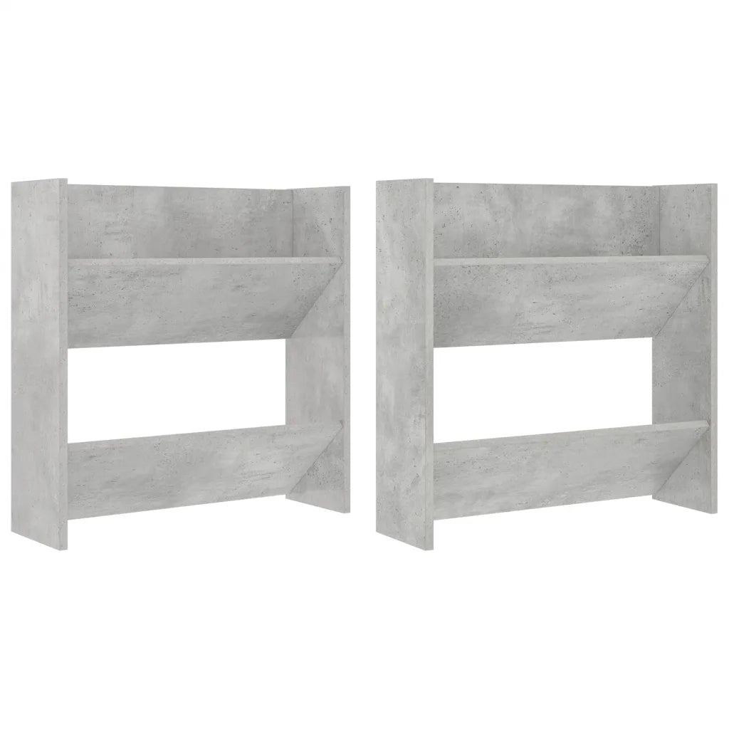 Scarpiere Muro 2pz Grigio Cemento 60x18x60cm Legno Multistrato 806727