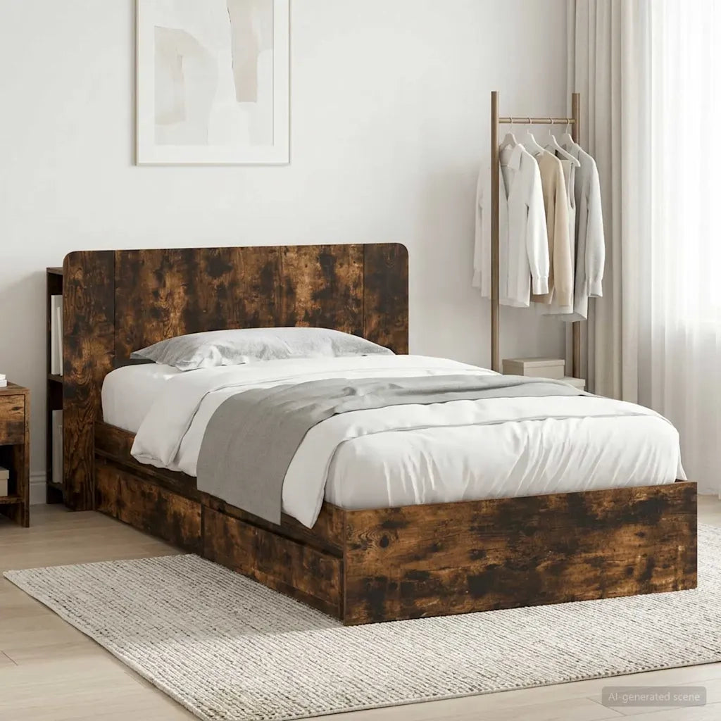 Telaio del letto con storage Rovere Fumo 90 x 200 cm