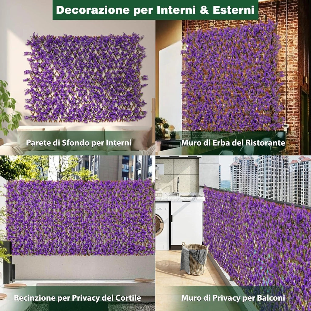 Pianta Finta da Esterno ed Interno, Pianta Artificiale per Decorazione Festa e Matrimonio da Salotto, Balcone e Giardino, Siepe Artificiale ed Estensibile (Vimini di eucalipto viola)