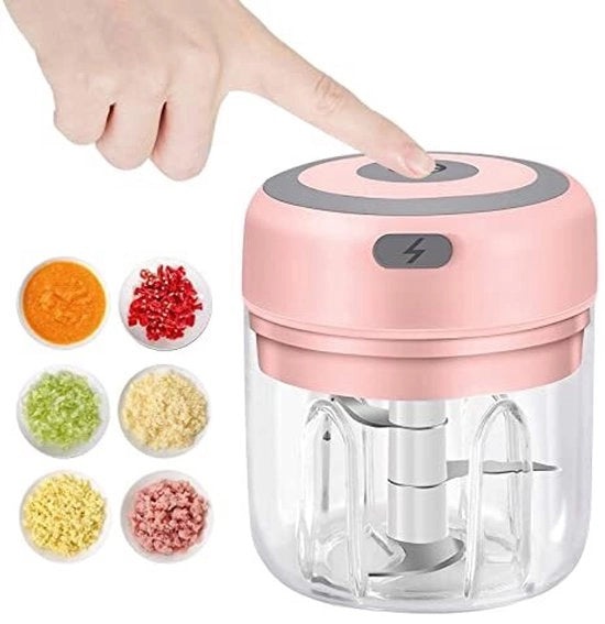 Mini trituratrice d'aglio elettrica, 250 ml USB mini taglia alimenti, trituratrice d'aglio, affettatrice di verdure