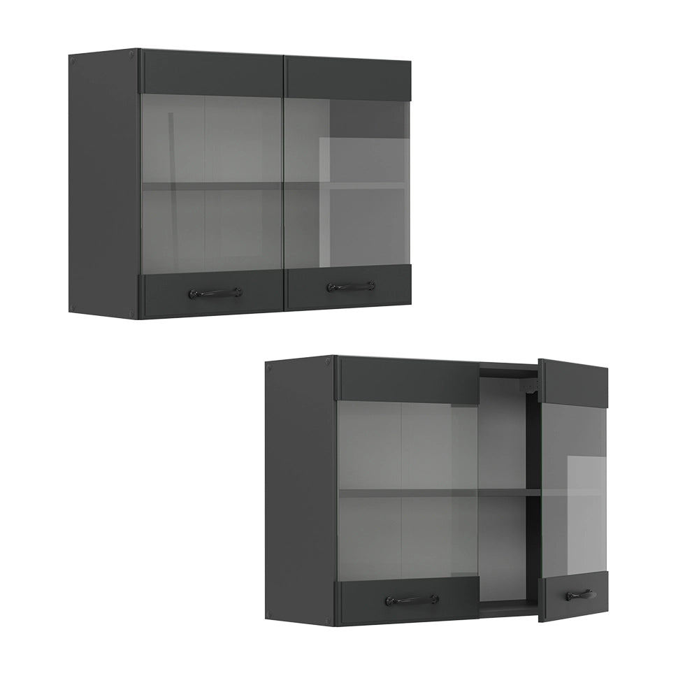 Vicco Mobile da cucina in vetro Antracite casa di campagna 80 cm