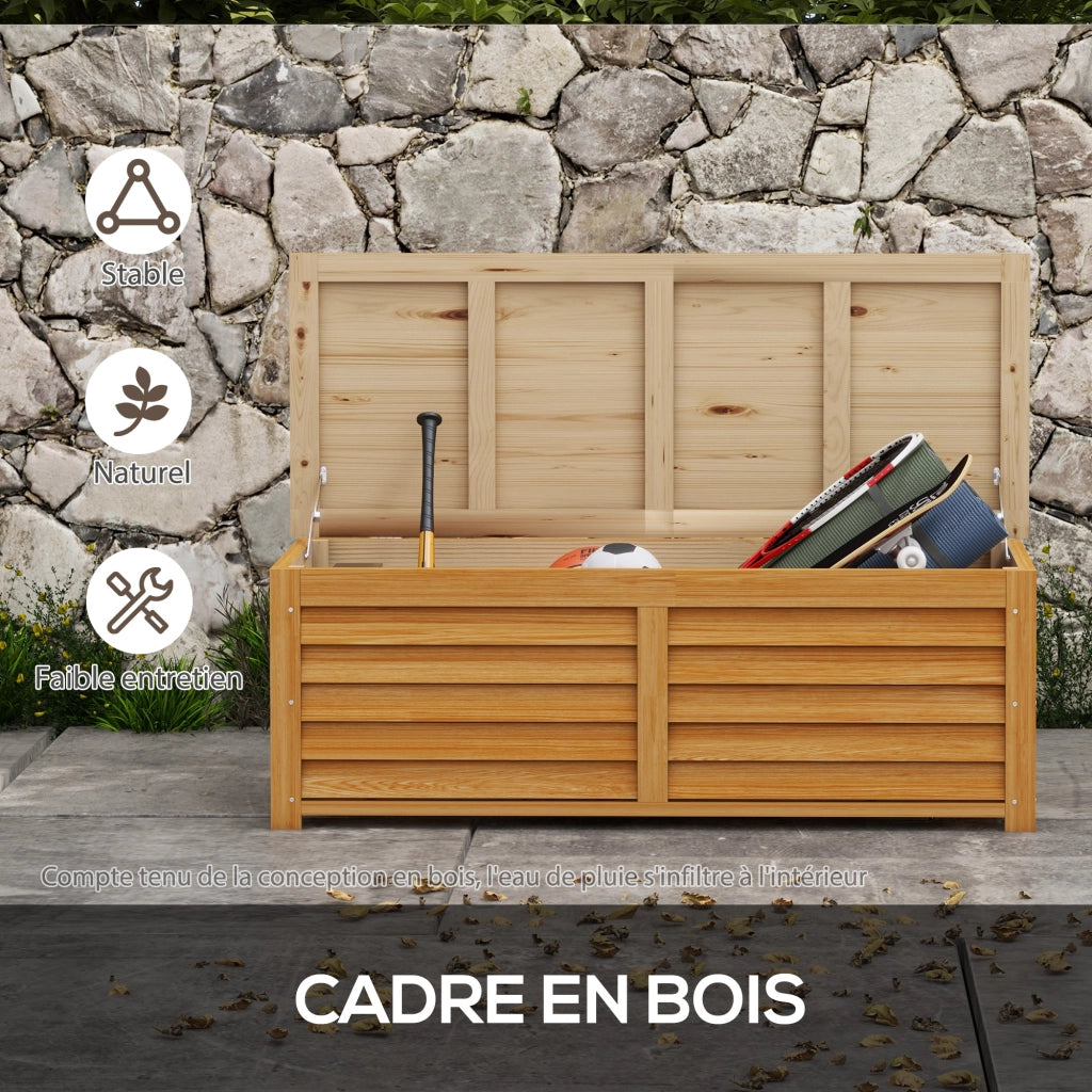 Cassa di stoccaggio giardino esterno 176L in legno ¨C zephmum ¨C 130x50x45 cm