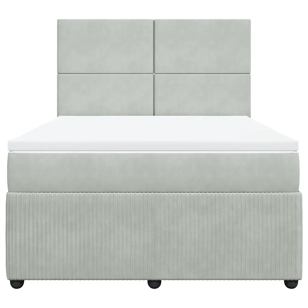 Giroletto a Molle con Materasso Grigio Chiaro 160x200cm Velluto 3292376