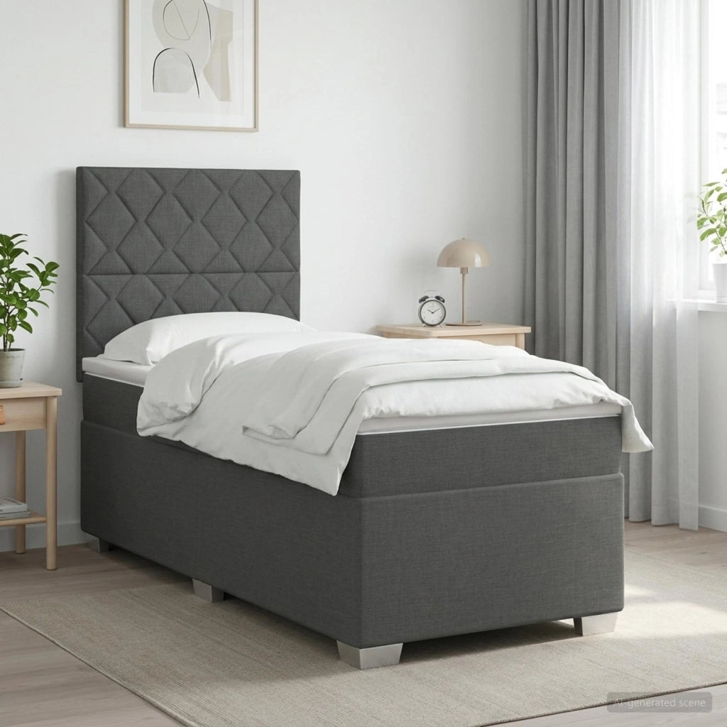 Letto box spring con materasso Grigio Scuro Singolo Tessuto 3453505