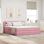Letto con Contenitore con materasso Rosa 180 x 200 cm Velluto