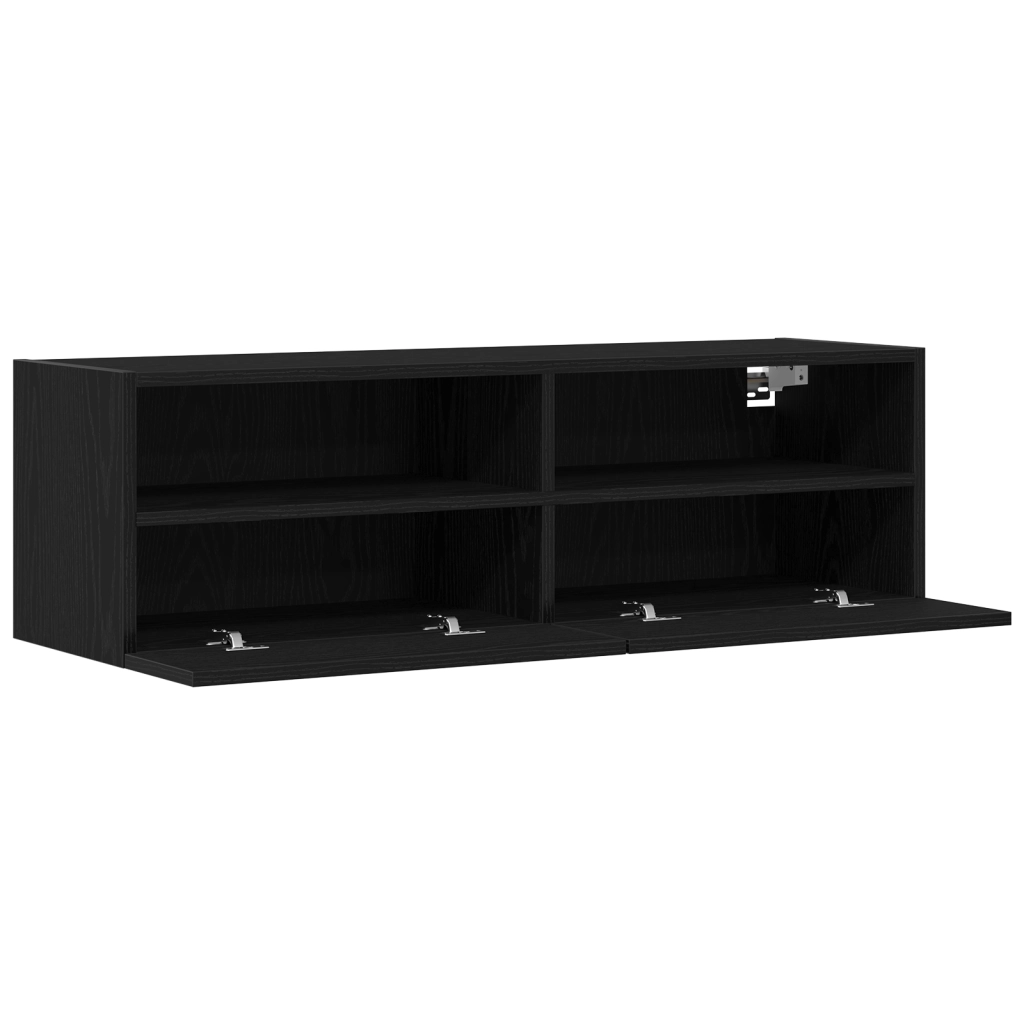 Armadi da Muro per TV 2 pz Nero Rovere 100x30x30 cm Legno Ingegnerizzato