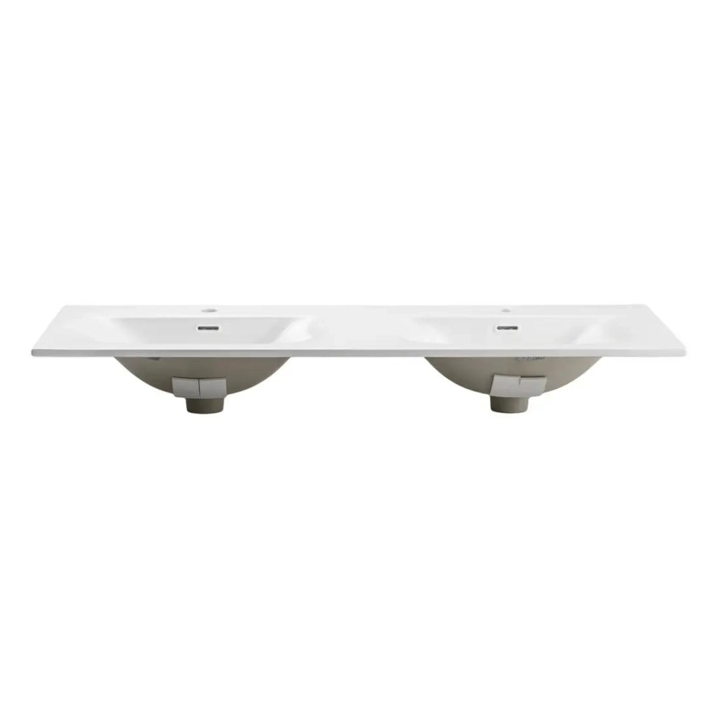 Lavabo da incasso VELOA 120 cm doppio lavabo ceramica bianco lucido design