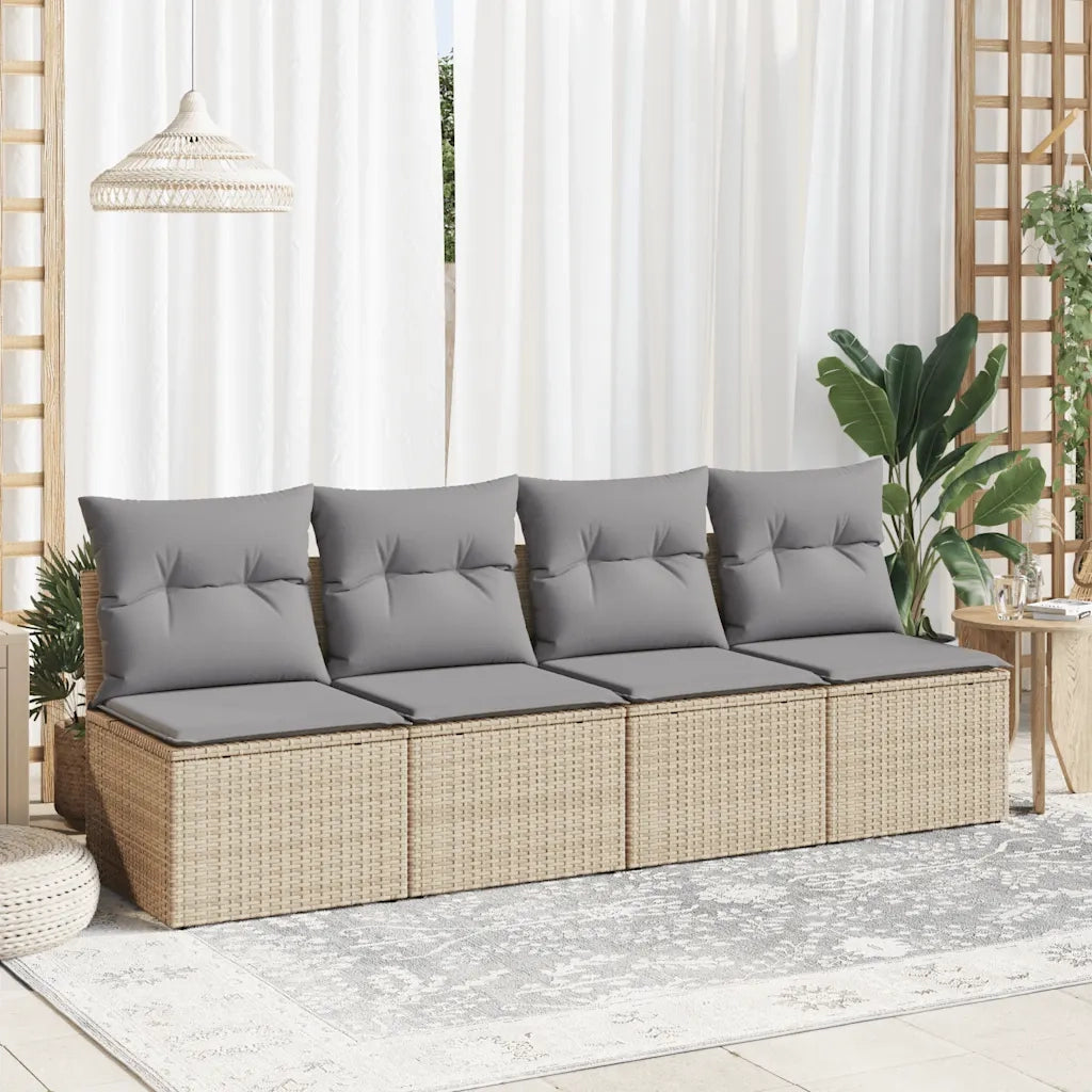 Set Divano da Giardino 2 pz | Set Salotto da Giardino con Cuscini Beige Polyrattan Acacia