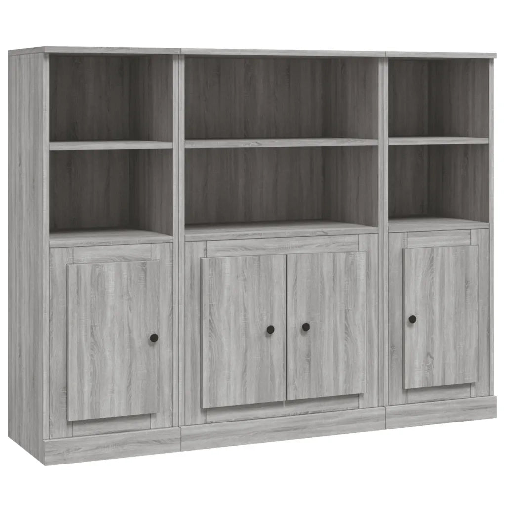 Credenze 3 pz Grigio Sonoma in Legno Multistrato 3185309