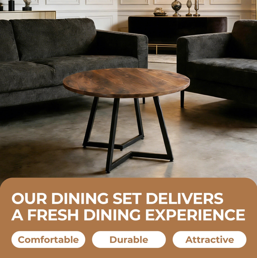 Tavolo da pranzo 110x110x75 cm con piano in MDF e gambe metalliche