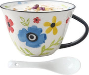Caffettiera XXL con maniglia e cucchiaio - Motivo fiorale - 600 ml