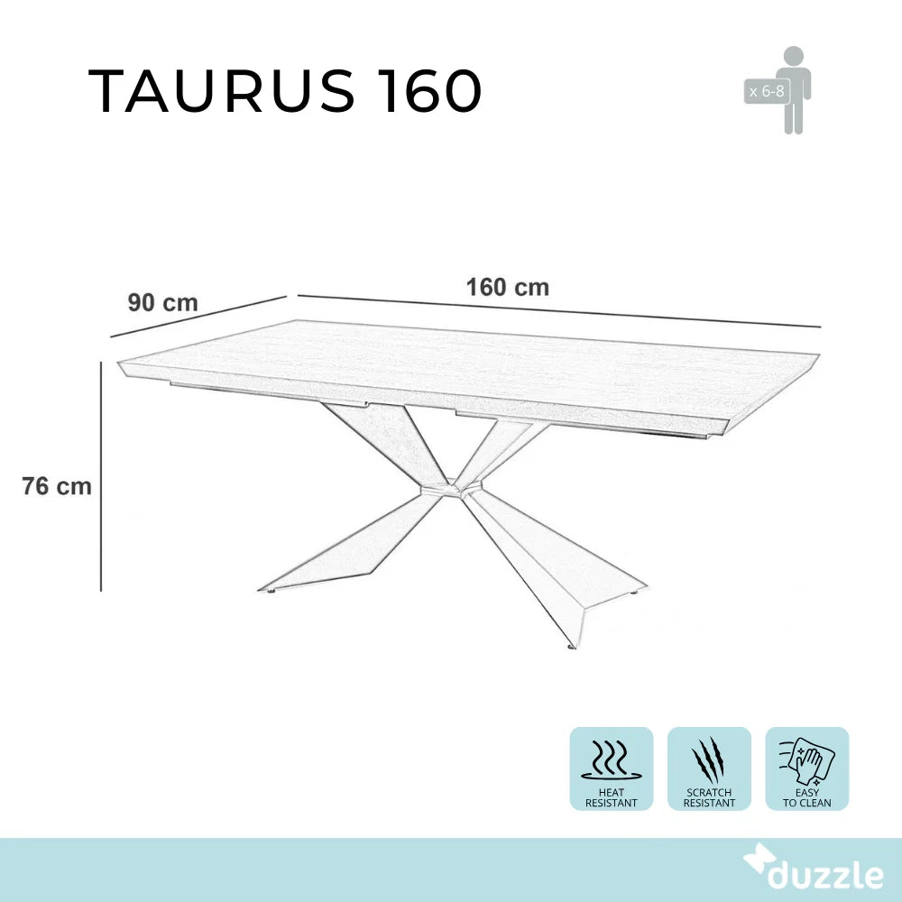 Tavolo da pranzo fisso in legno impiallacciato rovere naturale Taurus 160x90 cm fino a 8 posti Made in Italy | Duzzle