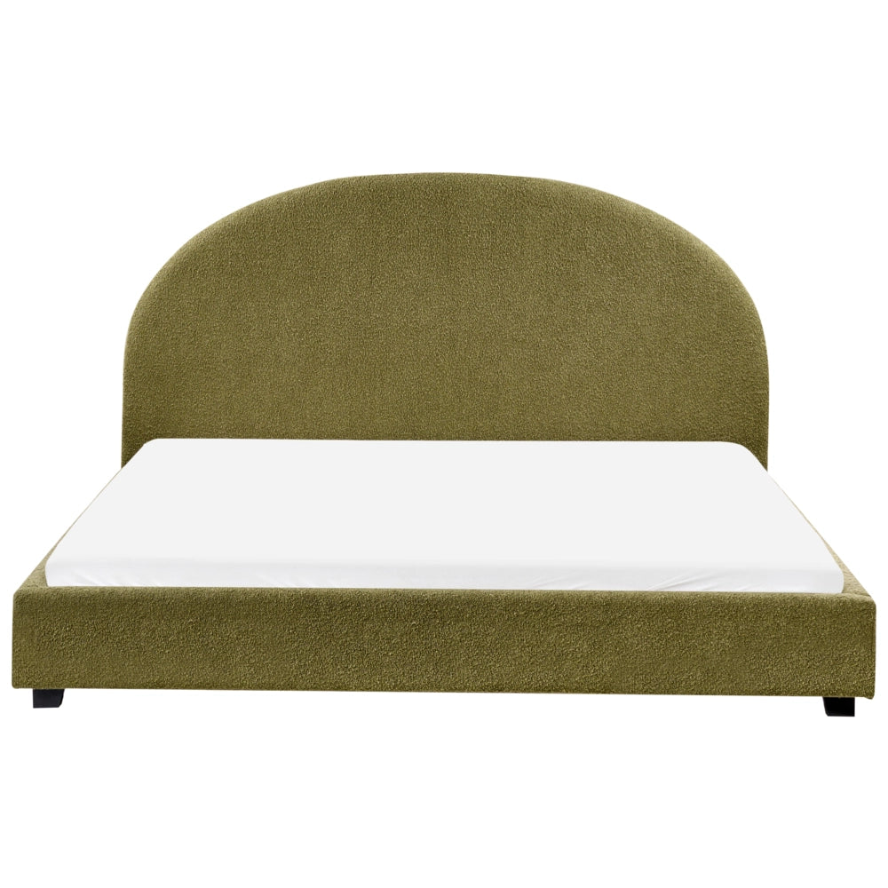 Letto matrimoniale Tessuto Bouclé verde oliva 180 x 200 cm Design minimalista e retrò