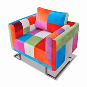 Poltrona poltrona lounge design divano club di design cubo da soggiorno con tessuto patchwork cromato 1102040/3