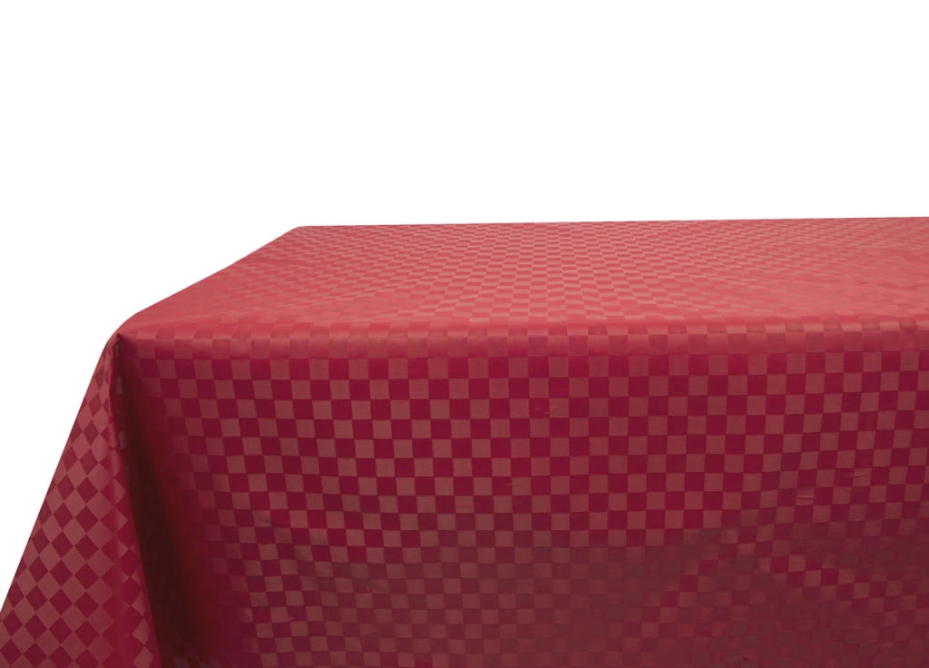 Tovaglia Cerata Antimacchia Disegno Damina PVC Tinta Unita Quadretti - 140x210 - Bordeaux