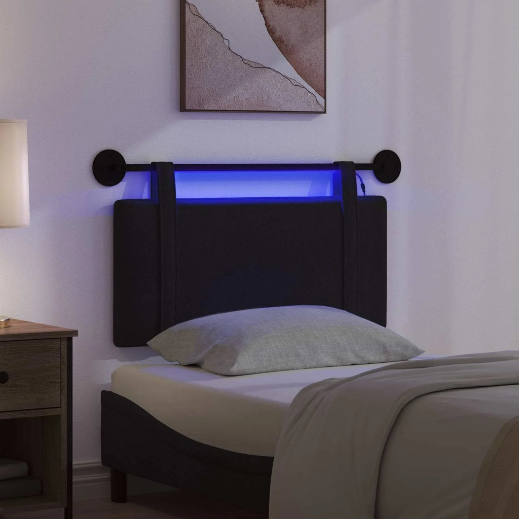 Testiera sospesa Con luce LED Nero Tessuto 3423819