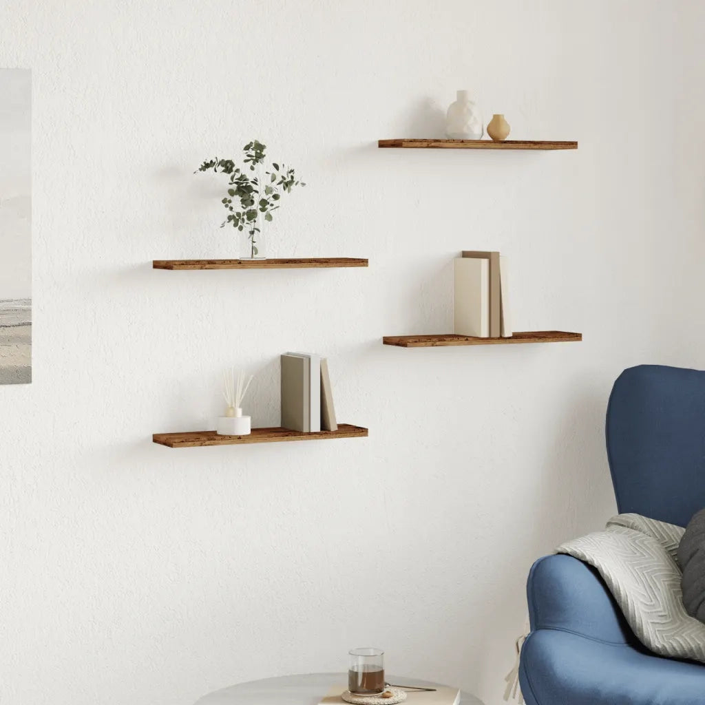 vidaXL Mensole a Parete 4 pz Legno Antico 40x10x1,5 cm in Truciolato