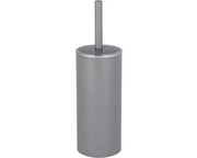 WC-garnituur con cassetta chiusa per spazzola del water con supporto in plastica di alta qualità comprensivo di spazzola del water in silicone con testa di spazzola intercambiabile nera, colore grigio con finitura cromata, diametro 105 x altezza 34 cm