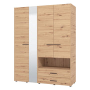 Armadio Camera da Letto Teana, Guardaroba Grande 5 Ripiani, 161x205.5h cm Marrone Rovere Nodi
