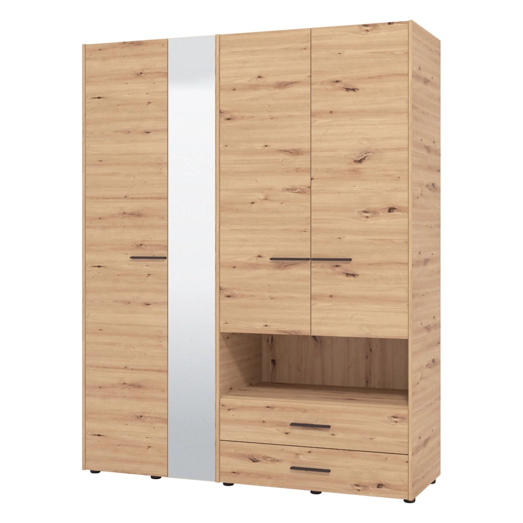Armadio Camera da Letto Teana, Guardaroba Grande 5 Ripiani, 161x205.5h cm Marrone Rovere Nodi