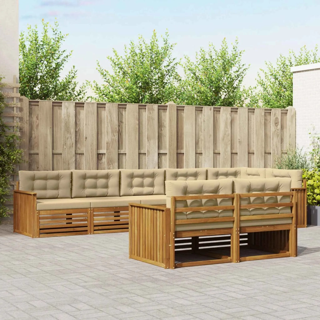 Set di divani da esterno con cuscino 8 pcs Naturale e Beige