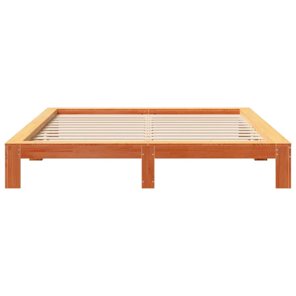 Letto senza Materasso Marrone Cera 200x200 cm in Legno di Pino 3308728