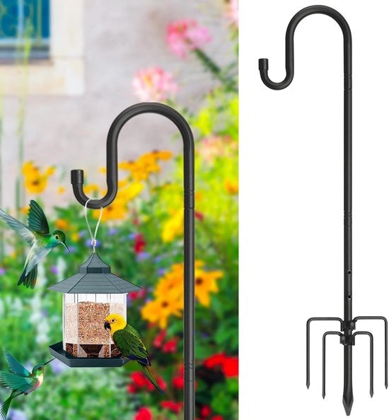 Supporto per lampada da giardino - Vogliatore di uccelli - Dispensatore di cibo per uccelli - Regolabile - Nero - Supporto per lampada - Accessorio da giardino - 195 cm