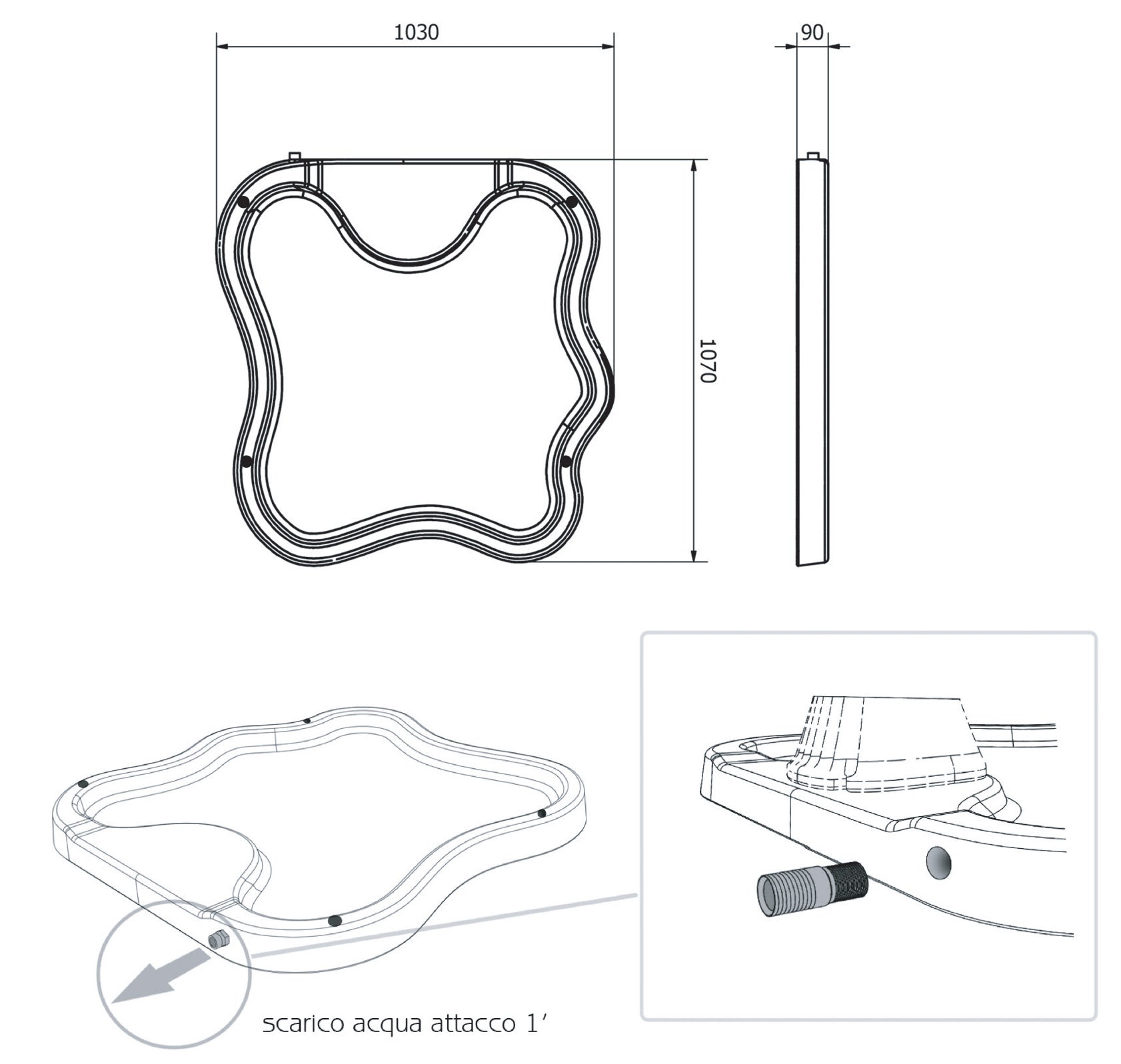 Piatto Doccia da Esterno Giardino in Polietilene HD Arkema Lake Dove Grey