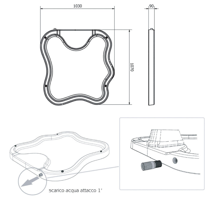 Piatto Doccia da Esterno Giardino in Polietilene HD Arkema Lake Dove Grey