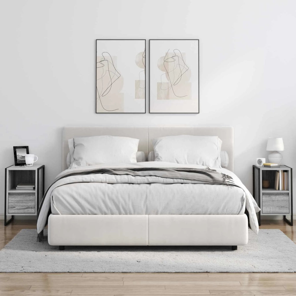 Comodino con cassetto 2 pcs Grigio Sonoma 39,5 x 30 x 50 cm